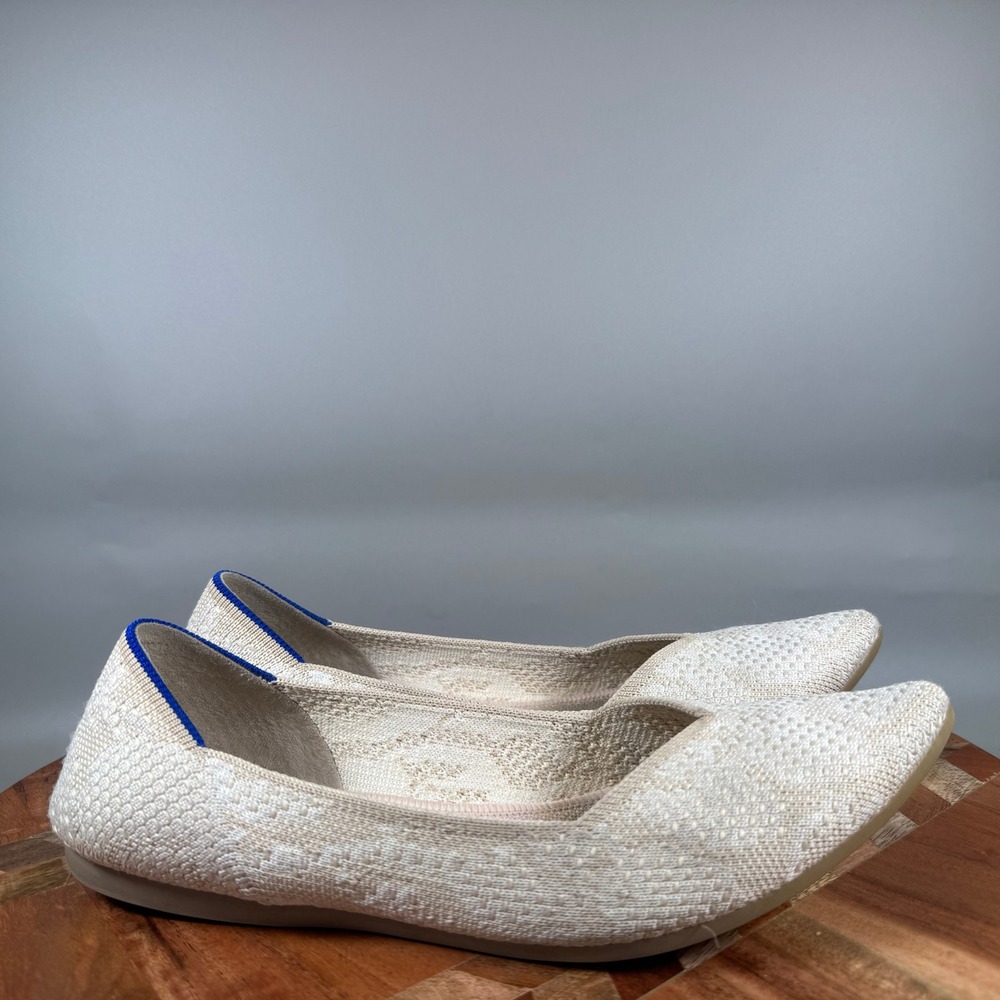 Rothy's The Point Sand Shell Beige Pointed Toe Knit Flats Women's Size 7